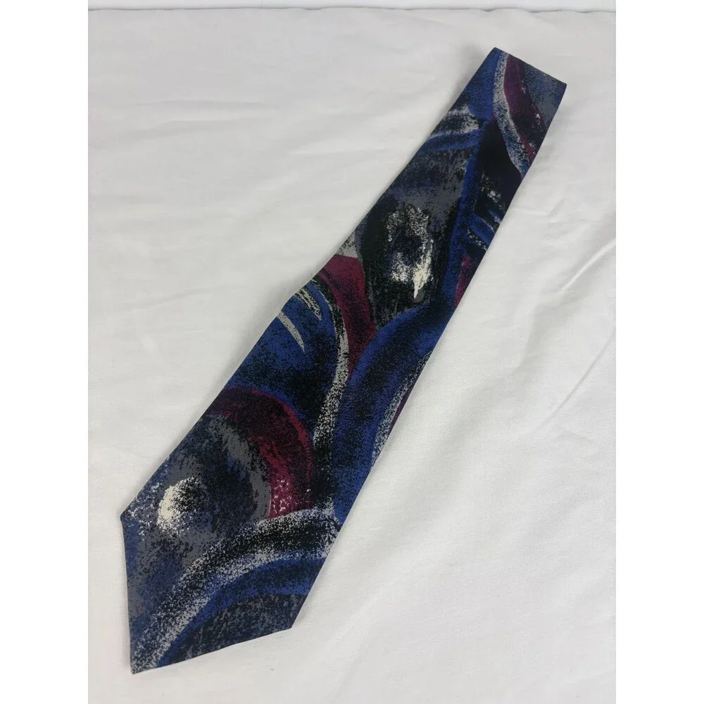 Vintage Christian Dior Monsieur Silk Tie Blue Purple Abstract Made USA 57in
